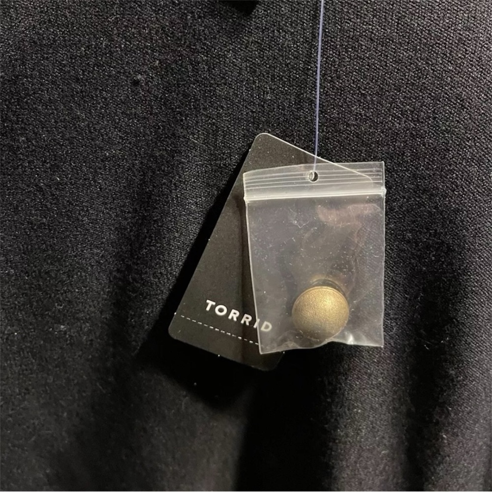 TORRID: Black Waist Length Cropped Cardigan With Brass Colored Buttons - 2X NWT - Picture 7 of 11